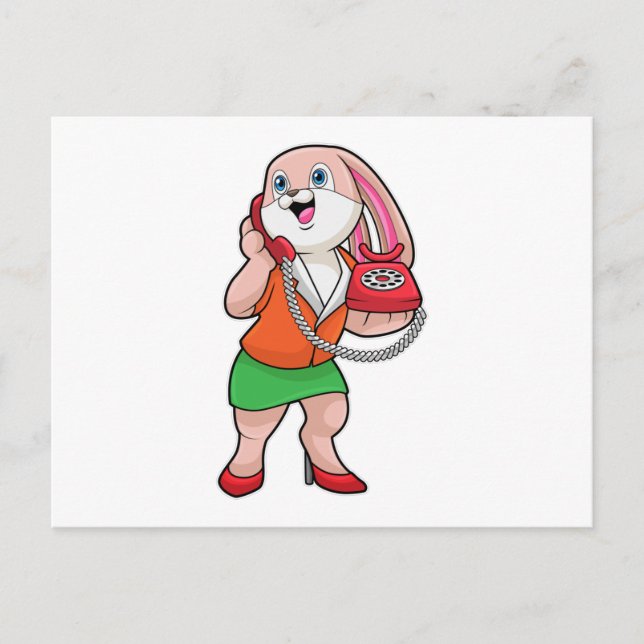 Bunny as Secretary with Phone Postcard (Front)