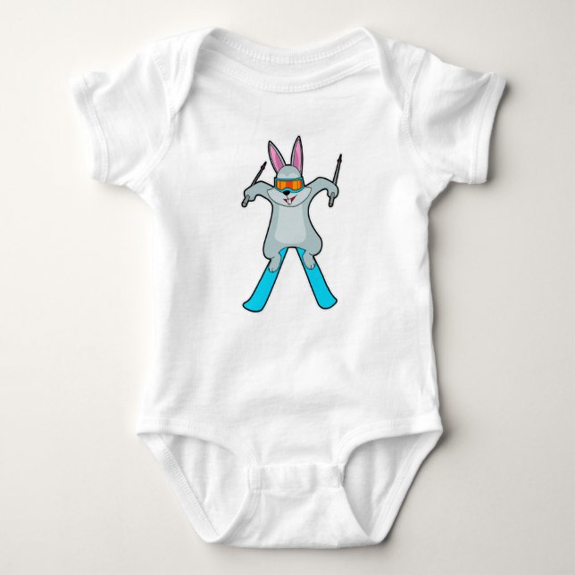 Bunny as Skier with Ski Baby Bodysuit (Front)