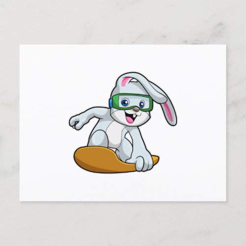 Bunny as Snowboarder with Snowboard Postcard