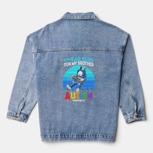 Bunny Astronaut Costume Autism I Wear Blue For My  Denim Jacket