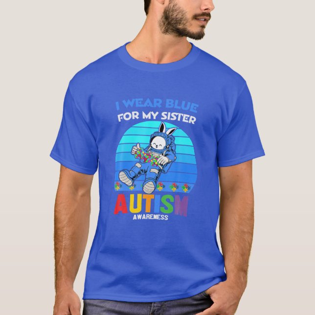 Bunny Astronaut Costume Autism I Wear Blue For My T-Shirt (Front)