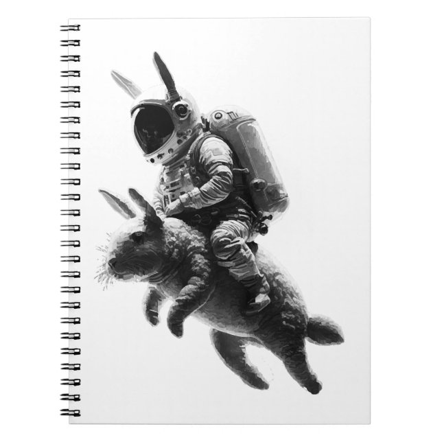 Bunny Astronaut Riding a Rabbit in Space  Notebook (Front)
