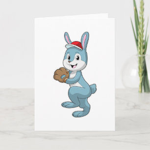 Bunny at Baseball with Baseball glove Card