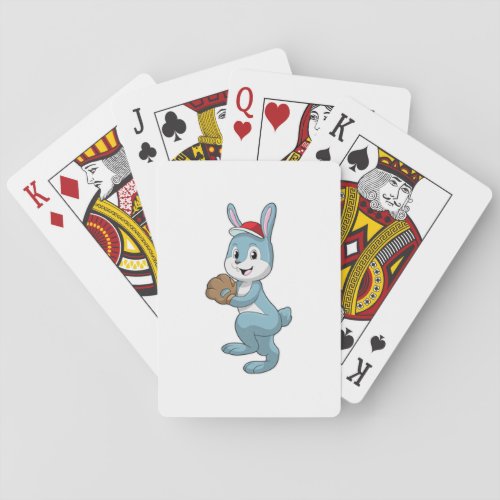 Bunny at Baseball with Baseball glove Playing Cards
