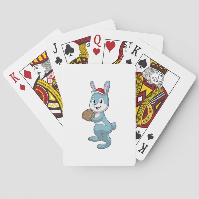 Bunny at Baseball with Baseball glove Poker Cards (Back)