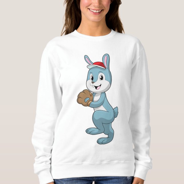 Bunny at Baseball with Baseball glove Sweatshirt (Front)