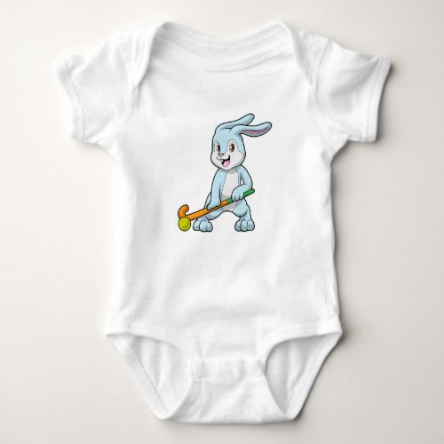 Bunny at Field hockey with Hockey stick Baby Bodysuit