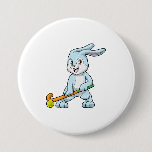 Bunny at Field hockey with Hockey stick Button