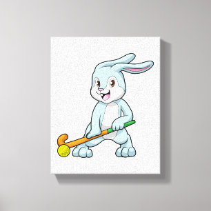 Bunny at Field hockey with Hockey stick Canvas Print