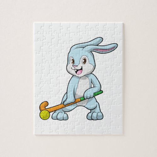 Bunny at Field hockey with Hockey stick Jigsaw Puzzle