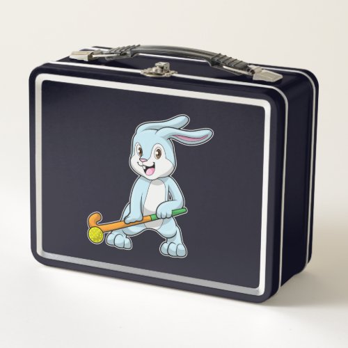 Bunny at Field hockey with Hockey stick Metal Lunch Box