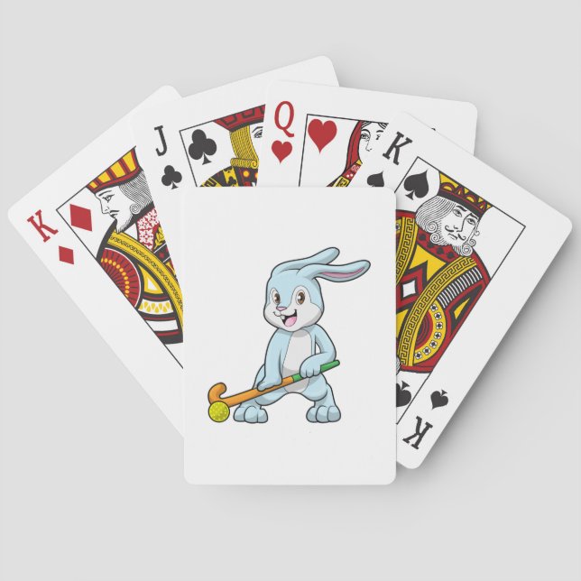 Bunny at Field hockey with Hockey stick Poker Cards (Back)