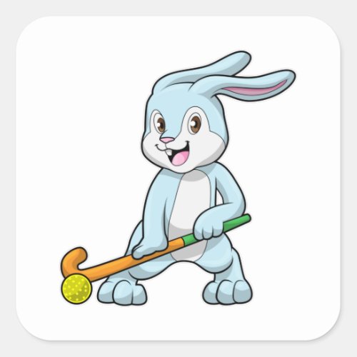 Bunny at Field hockey with Hockey stick Square Sticker