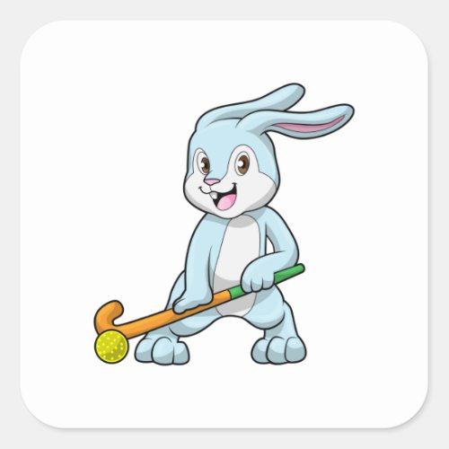 Bunny at Field hockey with Hockey stick Square Sticker