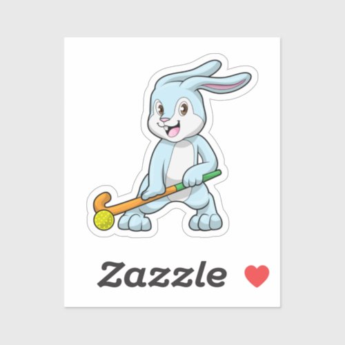 Bunny at Field hockey with Hockey stick Sticker