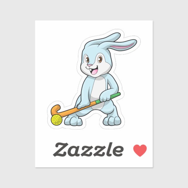 Bunny at Field hockey with Hockey stick Sticker (Sheet)