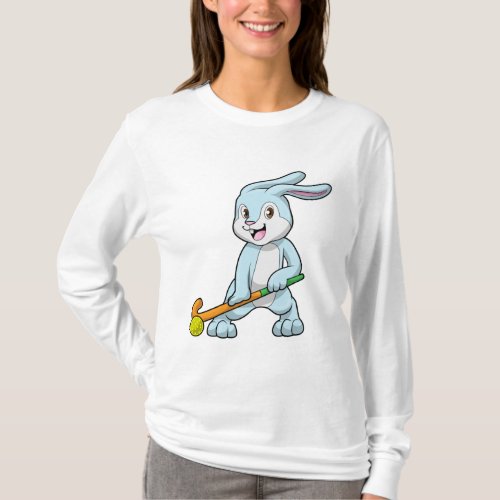 Bunny at Field hockey with Hockey stick T_Shirt