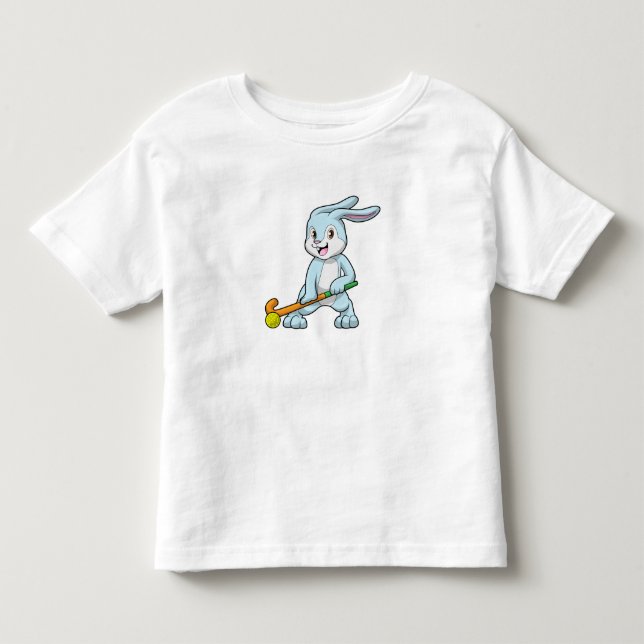Bunny at Field hockey with Hockey stick Toddler T-shirt (Front)
