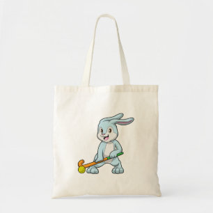 Bunny at Field hockey with Hockey stick Tote Bag