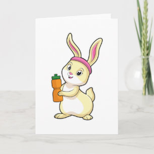 Bunny at Fitness with Drinking bottle Card