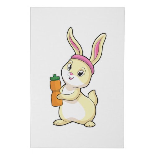 Bunny at Fitness with Drinking bottle Faux Canvas Print