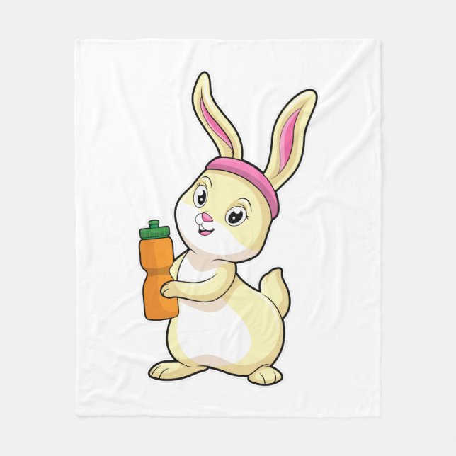 Bunny at Fitness with Drinking bottle Fleece Blanket (Front)