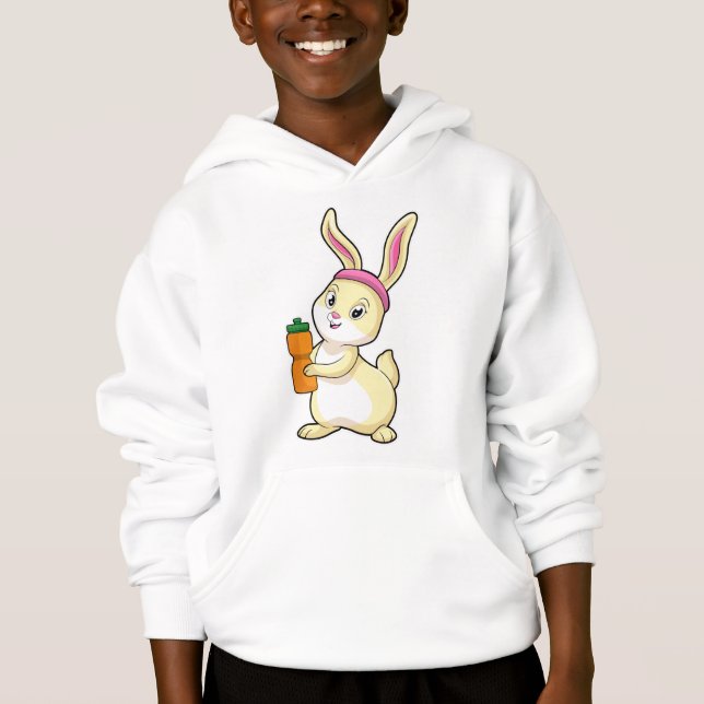 Bunny at Fitness with Drinking bottle Hoodie (Front)