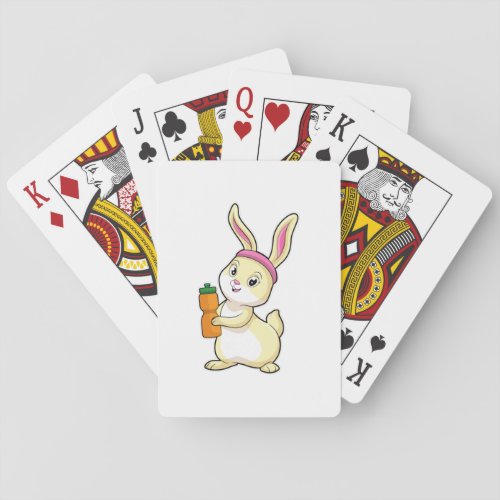 Bunny at Fitness with Drinking bottle Playing Cards