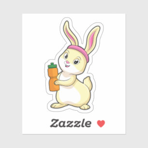 Bunny at Fitness with Drinking bottle Sticker