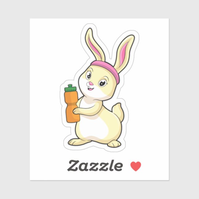 Bunny at Fitness with Drinking bottle Sticker (Sheet)