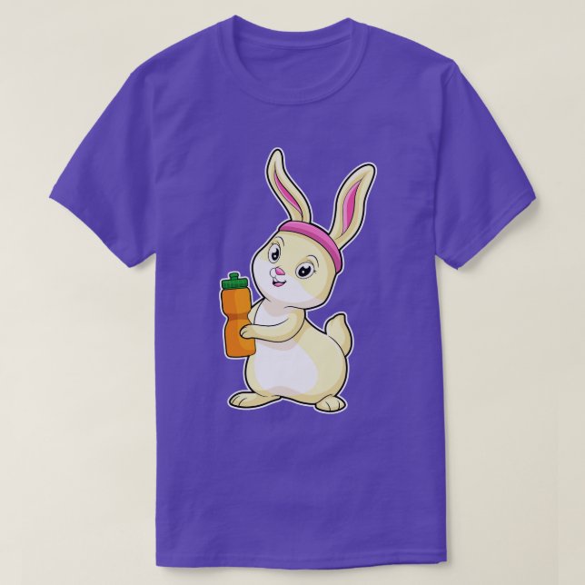 Bunny at Fitness with Drinking bottle T-Shirt (Design Front)