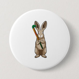 Bunny at Hockey with Hockey stick Button