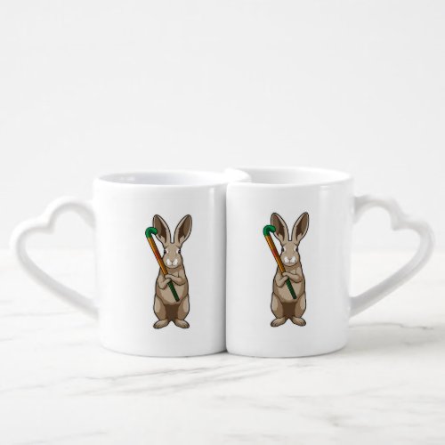 Bunny at Hockey with Hockey stick Coffee Mug Set