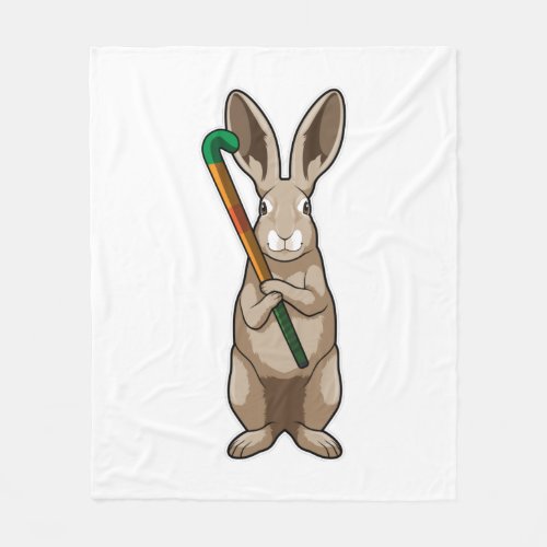Bunny at Hockey with Hockey stick Fleece Blanket
