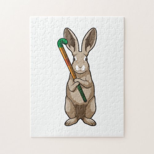 Bunny at Hockey with Hockey stick Jigsaw Puzzle