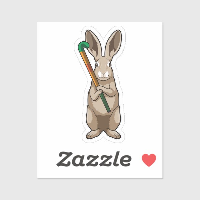 Bunny at Hockey with Hockey stick Sticker (Sheet)