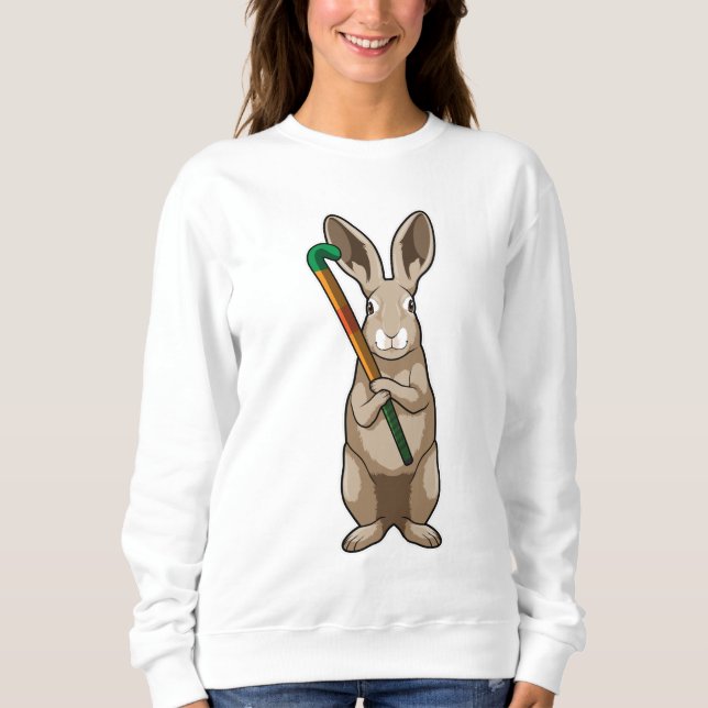 Bunny at Hockey with Hockey stick Sweatshirt (Front)