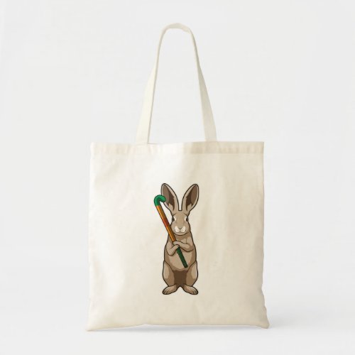 Bunny at Hockey with Hockey stick Tote Bag