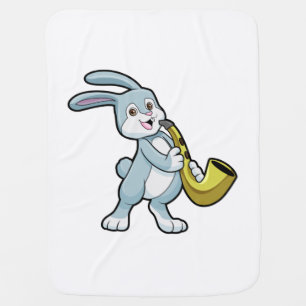 Bunny at Music with Saxophone Baby Blanket