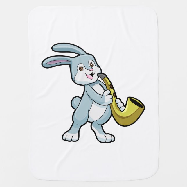 Bunny at Music with Saxophone Baby Blanket (Front)