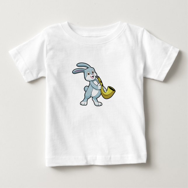 Bunny at Music with Saxophone Baby T-Shirt (Front)