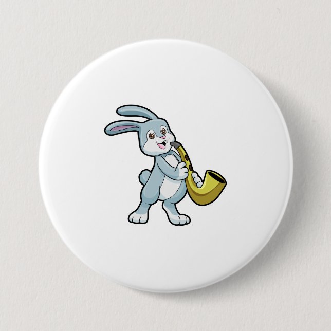 Bunny at Music with Saxophone Button (Front)