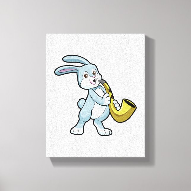 Bunny at Music with Saxophone Canvas Print (Front)
