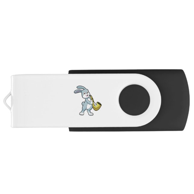 Bunny at Music with Saxophone Flash Drive (Back)