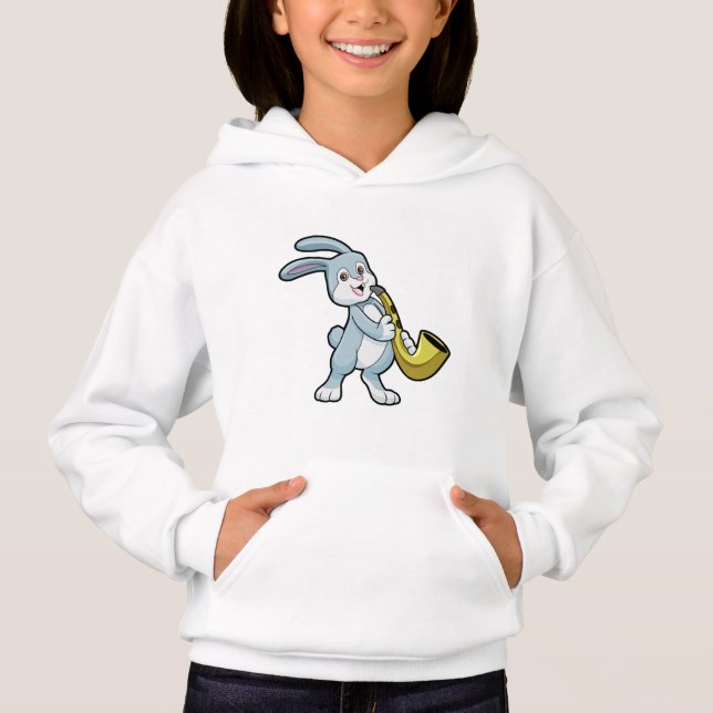Bunny at Music with Saxophone Hoodie (Front)