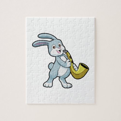 Bunny at Music with Saxophone Jigsaw Puzzle