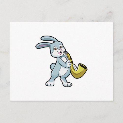 Bunny at Music with Saxophone Postcard