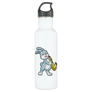 Bunny at Music with Saxophone Stainless Steel Water Bottle