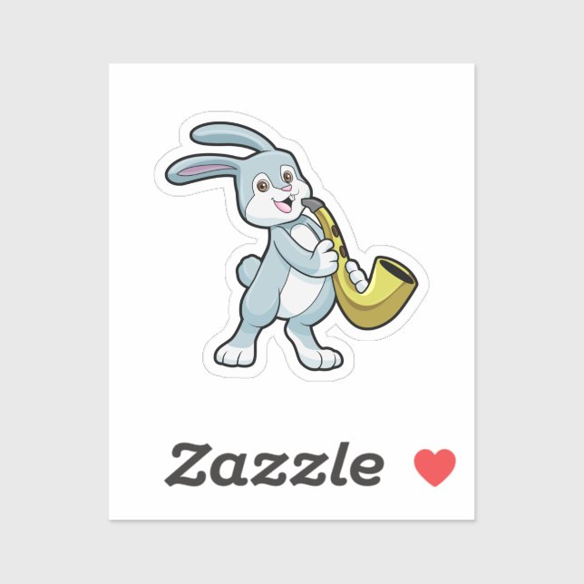 Bunny at Music with Saxophone Sticker (Sheet)