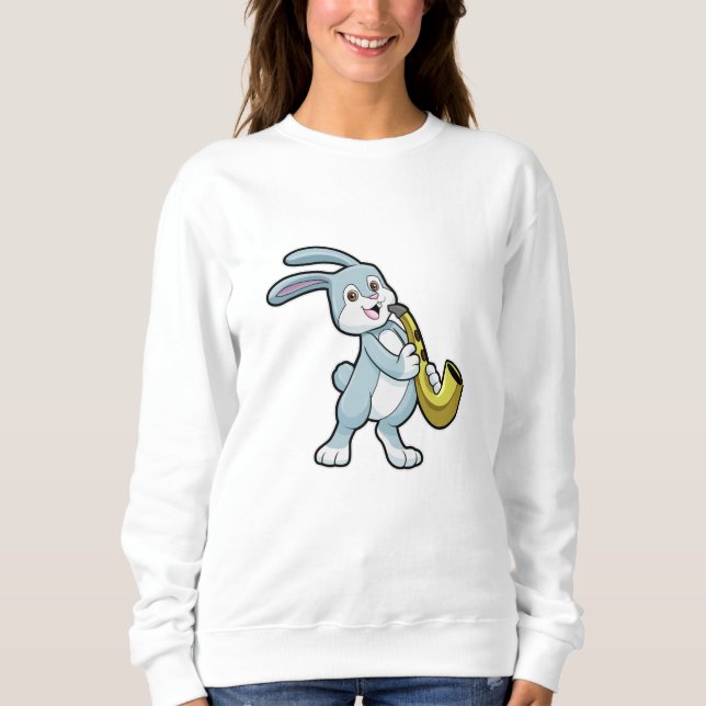 Bunny at Music with Saxophone Sweatshirt (Front)